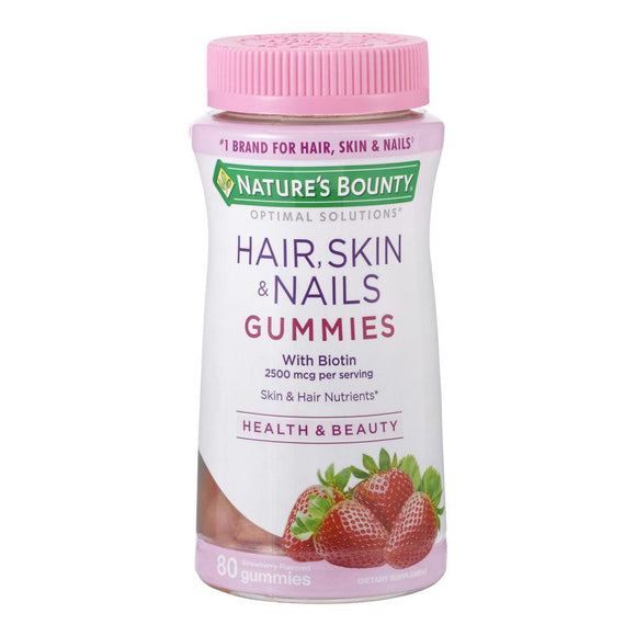 Nature's Bounty Hair, Skin and Nails - 80 Gummies (Strawberry)
