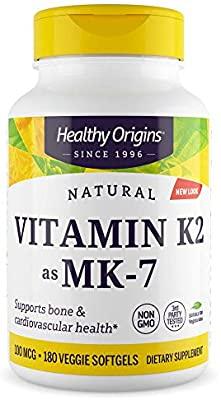 Healthy Origins Vitamin K2 As MK-7 Supplement, 100 mcg 180 Softgels