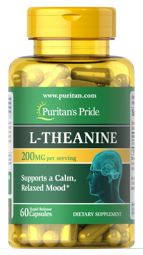 Puritan's Pride L-Theanine 60 Capsules 30 Servings 200mg Per Serving