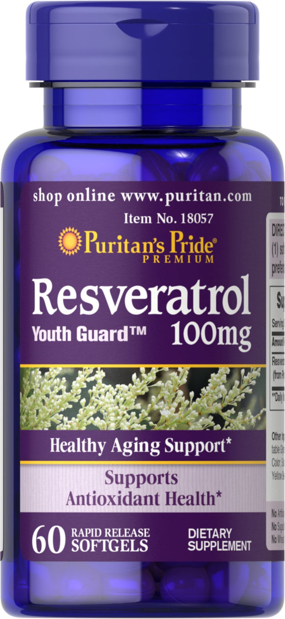 Puritan's Pride Resveratrol 100 mg 60 Rapid Release Softgels